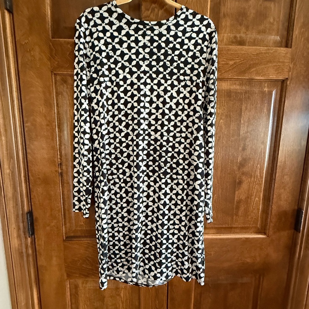 Michael Kors Black and White Dress with Back Zipper - Women's Size Large